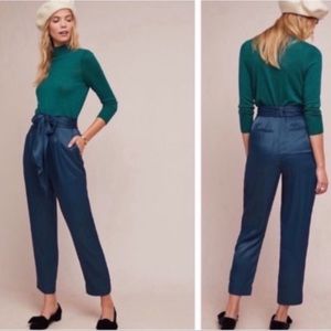 Anthropologie ETT:TWA Tie Waist Satin Pants Size 0